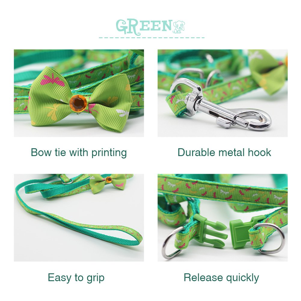 Pettorina Cane con Guinzaglio di Nylon, Durevole Regolabile Imbracatura per Cani, Guinzaglio per Portare il Cane a Passeggio, Verde