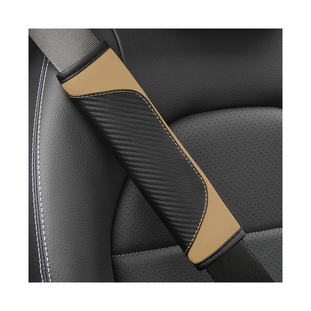 Photo 1 of Osilly 2PCS Car Seat Belt Cover, Carbon Fiber Seatbelt Shoulder Protection, Soft Car Seat Belt Strap Cushion Protect Your Neck and Shoulder, Car Accessories Seat Belt Pad for Car Truck (Beige)