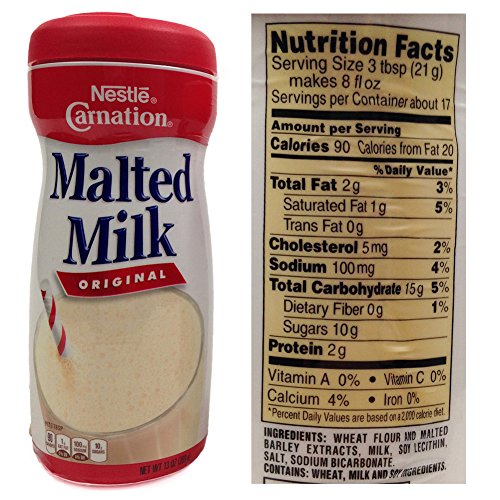Nestle Carnation Malted Milk Powder, Chocolate and Orginal Flavor Bundle, 13 Oz Containers (2