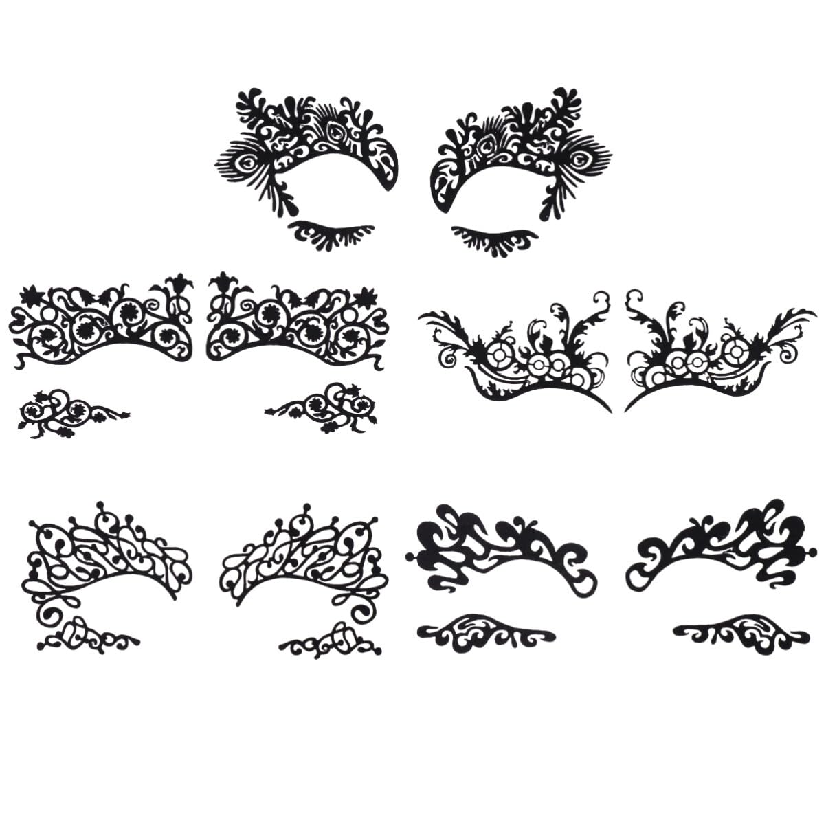 minkissy 5 Pairs Lace Eye Stickers Black Stickers Prom Props Makeup Stickers Eye Gems for Halloween Face Gems Sticker Eyeliner Stickers Lace Face Decals for Women Child Halloween Party