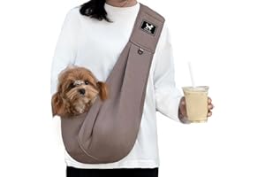 PAWPUBBY Dog & Cat Carrier Sling, Adjustable Soft Padded Shoulder Puppy Carrier, Hands-Free Dog Carrier Bag with Double Safety Buckles Premium Material for Outdoor Travel （Caramel, M）