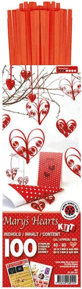 Karen Marie Quilling Strips, Mary's Hearts Red, 100Streifen