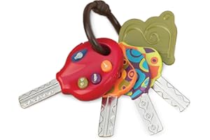 B. toys – LucKeys – Pretend Play Keys – 4 Textured Toy Keys for Babies & Toddlers – Flashlight & Car Sounds – 10+ Months