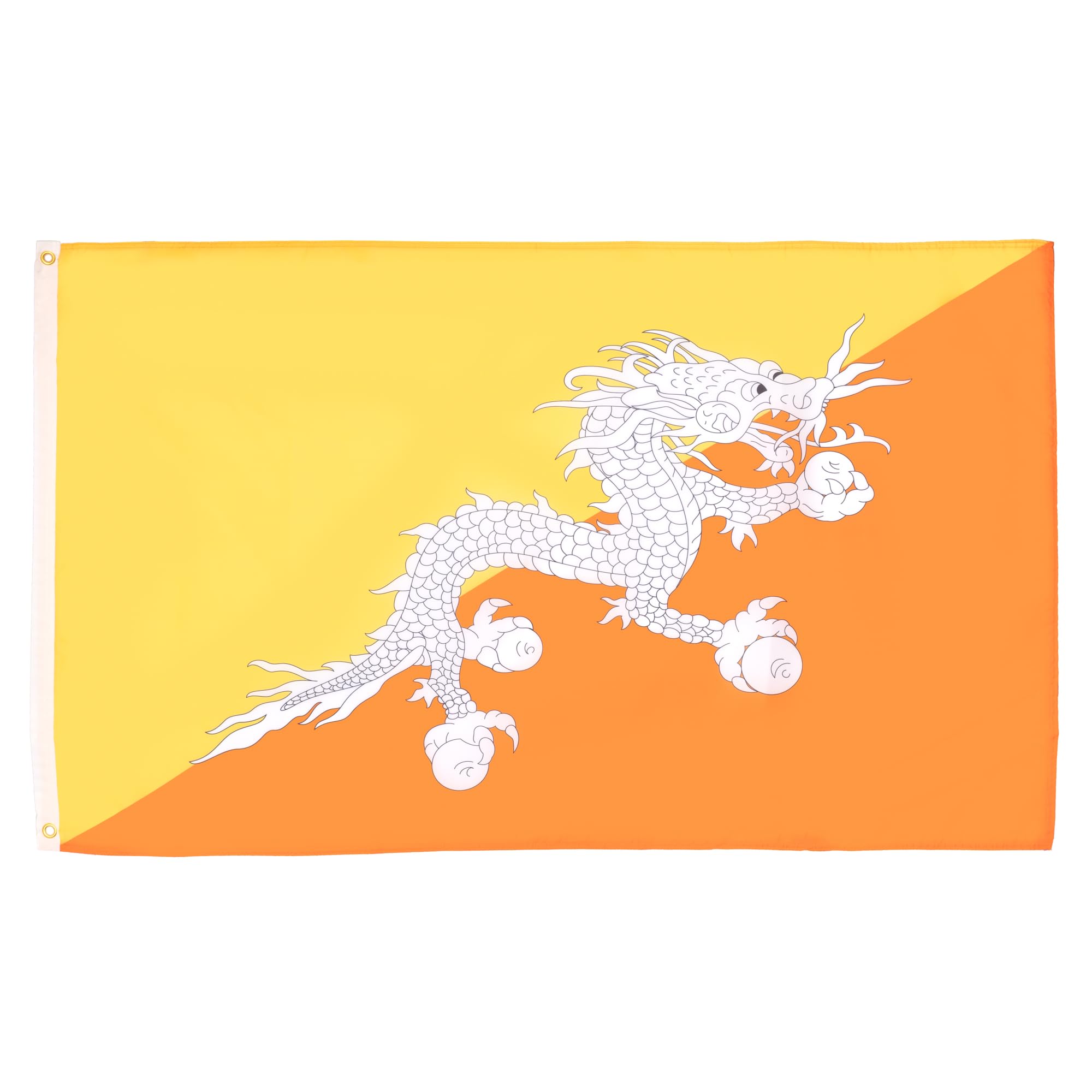 AZ FLAG - Bhutan Flag - Large 5x8 Ft - 100D Polyester Bhutanese Big Banner with Two Metal Grommets - Fade Resistant - Vivid Colors - 5' x 8' Feet - 250x150 Cm