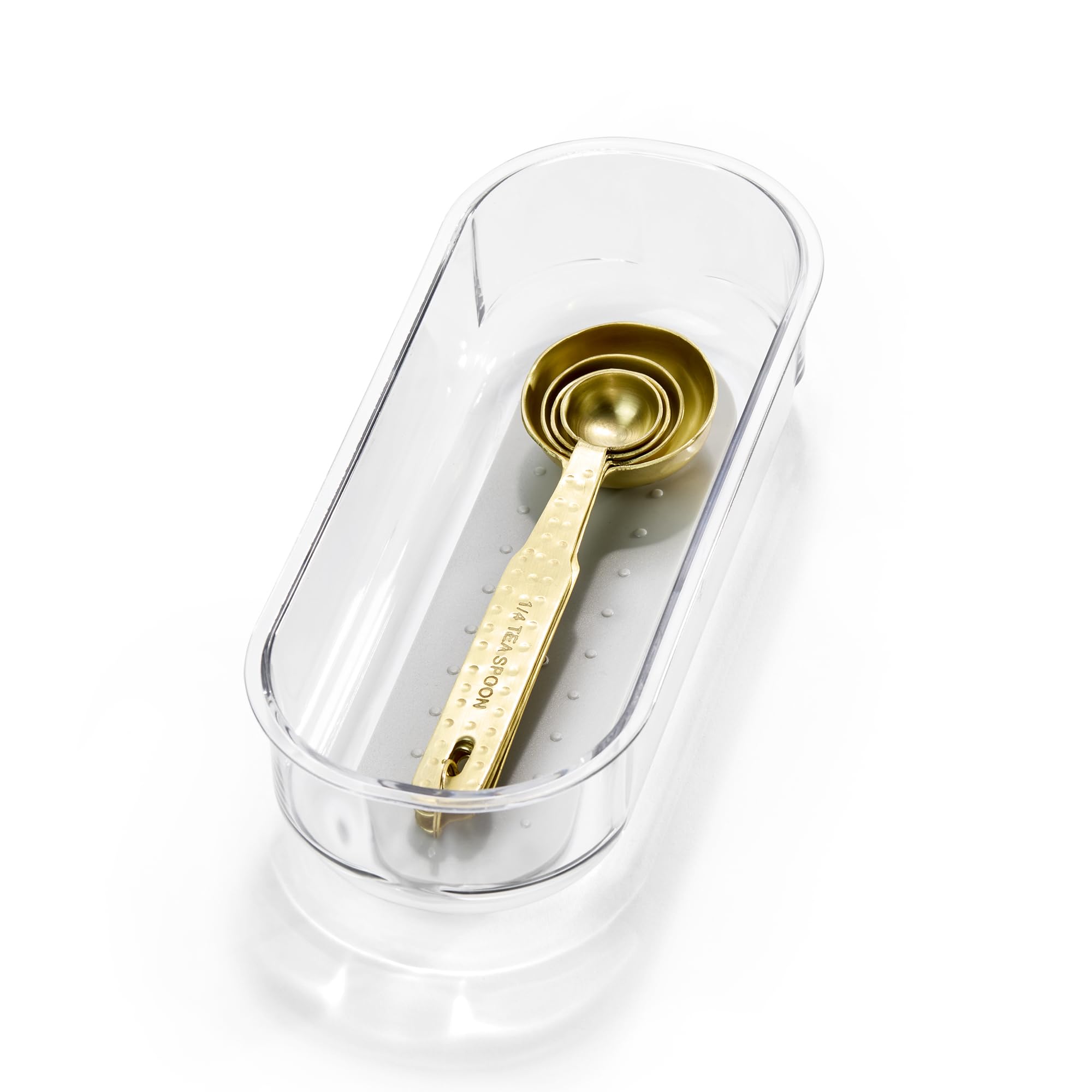 madesmart Clear Soft Grip 8x3 Bin Organizer, 7.88" x 3.31", Lt. Grey