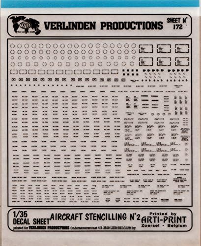 Verlinden VER00172 1:35 Dry Transfer - Aircraft Stencilling No.2 (Black) [Model KIT Accessory]