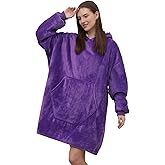 ZhangShi Wearable Blanket Hoodie, Oversized Sherpa Fleece Sweatshirt Blanket with Giant Hood Pocket and Sleeves for Adult