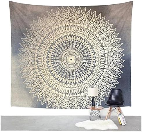 Indian Wall Decor Hippie Tapestries Bohemian Mandala Tapestry Wall Hanging Throw (M/59"52", Grey Flower)
