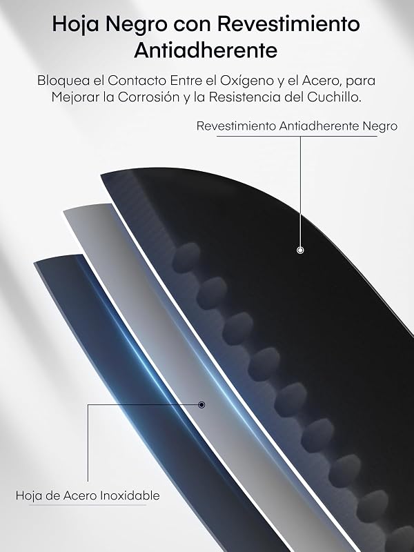 Cuchillos de Cocina 16 Piezas Negro Revestimiento Antiadherente
