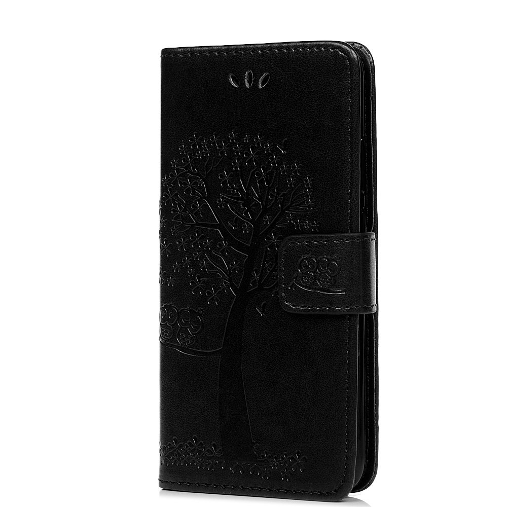 Reevermap Samsung Galaxy A21S Case Flip Shockproof Wallet Phone Case PU Leather Owl Tree Embossed Magnet Cover for Samsung Galaxy A21S with Kickstand Card Holder, Black