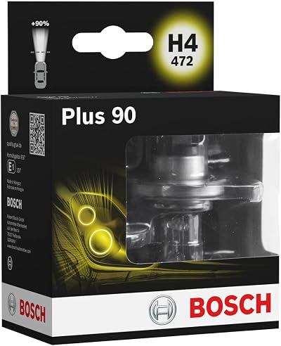 Bosch H4 (472) Plus 90 Headlight Bulbs 12V 60/55W P43t – Pack of 2