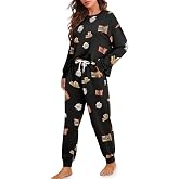 Daulesho Galaxy Women's 2 Piece Pajama Sets Halloween Pumpkin Long Sleeve Pants Loungewear Highland Cattle Matching Outfits