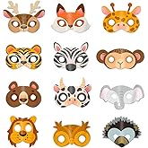 Mini-Wo Safari Animal Masks for Kids Jungle Zoo Animals Cartoon Masks for Woodland Animal Theme Birthday Party Decorations