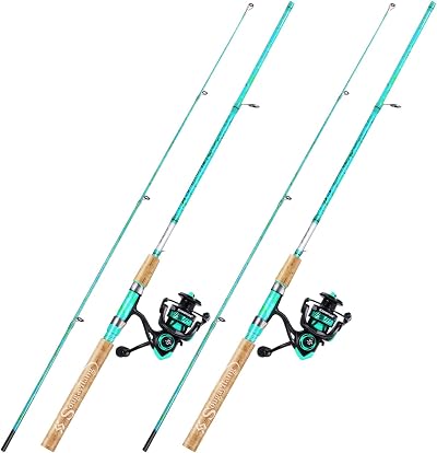 Sougayilang Spinning Rod Combo 2-Piece 5 Foot 6 Inch Graphite Fiberglass