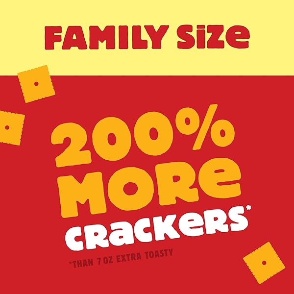 CHEEZ-IT CHEESE CRACKERS, BAKED SNACK CRACKERS, LUNCH SNACKS, FAMILY SIZE, EXTRA TOASTY, 21OZ BOX (1 BOX)