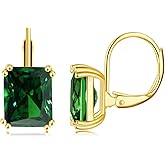 CiNily Emerald Cut Drop Dangle Earrings for Women 18K White Gold Plated Cubic Zirconia Simulated Diamond Dangle Earrings Jewelry Gifts for Weddings Birthday Party