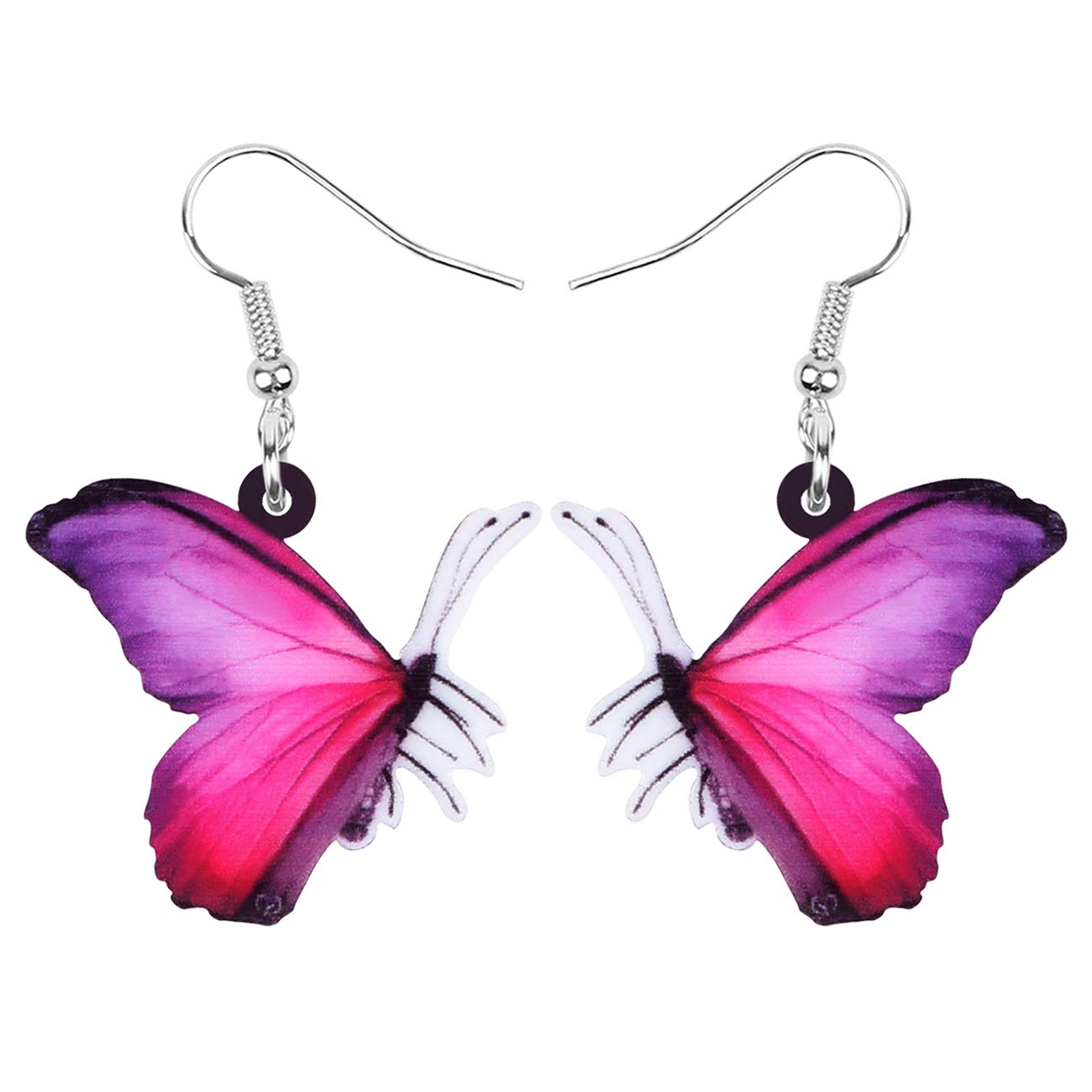 Bonsny Drop Dangle Floral Butterfly Earrings Fashion Insect Jewelry For Women Girls Kids Gift (Redness)