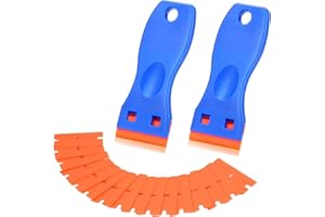 2 Pcs Plastic Razor Blades Scraper and 20 Pcs Blades, Cleaning Scraper Tool for Remover, Plastic Scraper Tool for Stickers, G
