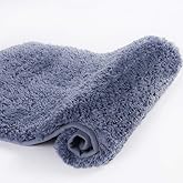 Walensee Non Slip Bath Mat (16 x 24, Blue) - Soft Microfiber Shaggy, Water Absorbent, Machine Washable, Thick Plush Shower Rug