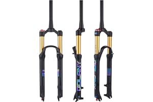 BOLANY 26/27.5/29 MTB Bike Air Suspension Fork Shock Absorber Rebound Adjustment 1 1/8 Straight Tube QR 9mm Travel 100mm Manual/Remote Locking Fit Mountain/Road Bike