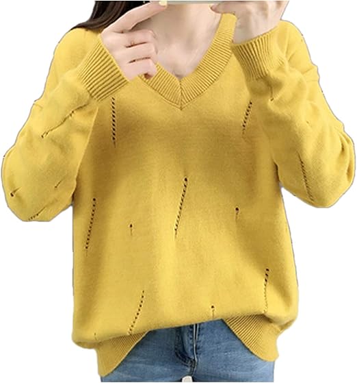 Amazon エンジェルムーン ｖネック ニットレディース 長袖 ハイゲージニット モヘア セーター ふんわり ニットトップス 春 秋 春秋 着回し 着こなし コーデ おしゃれ オシャレ 上品 可愛い キュート プリティ フリーサイズ イエロー セーター 通販