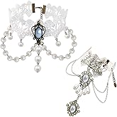 Youniker White Lace Gothic Necklace for Punk Wedding Party
