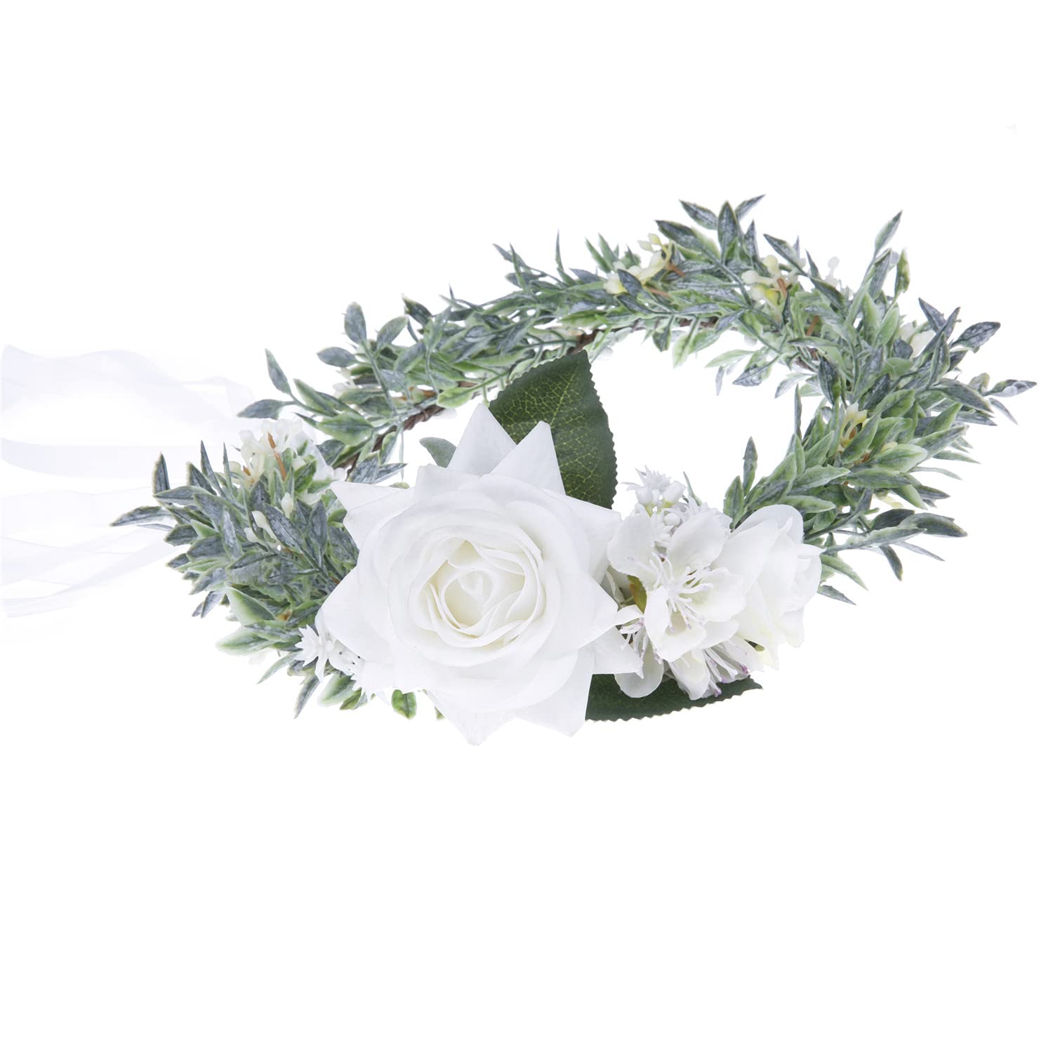 Adjustable Flower Headband Floral Garland Crown Halo Headpiece Boho with Ribbon Wedding Festival Party โ image 1