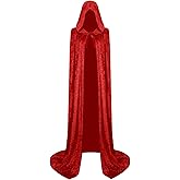Fimyyao Hooded Cloak Velvet Cape with Hood Halloween Capes for Women Witch Costume Vampire Cloak Wizard Robe Cosplay