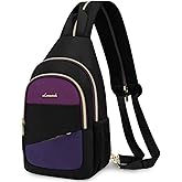 LOVEVOOK Sling Bag for Women, Sling Backpack Crossbody Bag Convertible, Small Diaper Bag Hiking Daypacks Water-resistant, Travel Shoulder Bag Chest Bag, Black Blue Purple