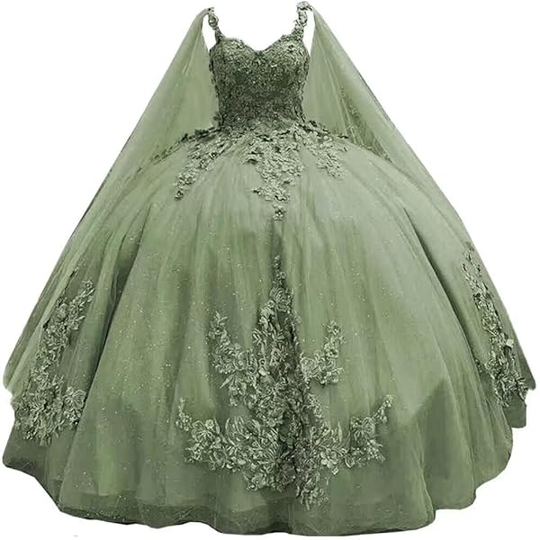 Amazon.com: Vintage Ball Gowns Cape Sweet 15 Dresses Prom Gold Embroidered Quinceanera  Dress Strapless Emerald Green/Gold 2: Clothing, Shoes & Jewelry