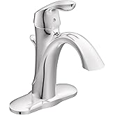 Moen Eva Chrome One-Handle Single Hole Bathroom Sink Faucet with Optional Deckplate and Available Vessel Sink Extension Kit, 6400