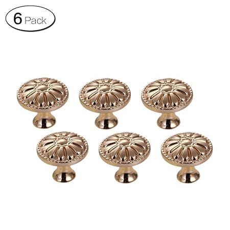 Zhi Jin 6pcs Rose Gold Cabinet Knobs Pulls Wardrobe Shoe Drawer