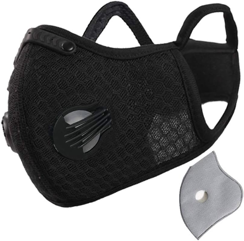 nuiOOui131 Dustproof Sports Mask - Activated Carbon Anti Pollution Mask with Extra Filter Cotton Sheet and Valves Set ‖Workout ‖ Running ‖Motorcycle ‖ Cycling ‖ Mask
