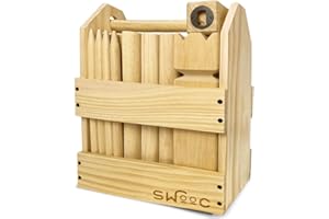 SWOOC Games - Kubb Yard Game Set - Premium Hardwood Viking Chess Set w/Wood Crate - for Adults & Kids - Backyard Size Kubb Game - for Kuub Tournaments with Friends - Viking Game - Kuube Outdoor Game