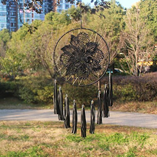 Jescrich India Dream Catcher Large Handmade Tassel Wall Hanging for Kids Bedroom - Black Dreamcatcher Hanging Feather Ornament