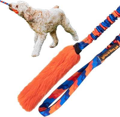Tug-E-Nuff Bright Fauxtastic Durable Bungee Tug Toy for Dogs 22.5in