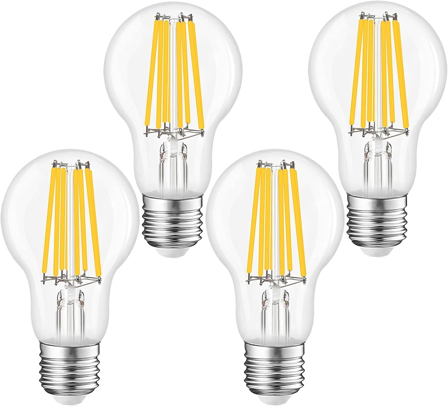 DoRight E27 A60 LED Screw Filament Bulbs - 8W Dimmable Antique E27 LED Filament Bulb Clear Glass A60 GLS LED Large Edison Lights ES Edison Screw Base 80W Replacement, Cool White 6000K (4-Pack)