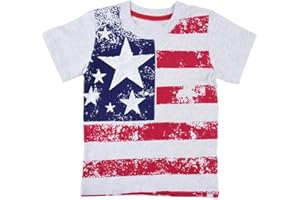 LITTLE HAND Little Boys 4th of July T-Shirt American Flag Tees Kids Toddler Short Sleeve Tee Shirts 2-8 Years