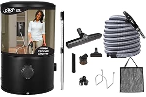 OVO Wall Mounted House Vacuum Cleaner, fits in Closet and Tight Spaces, 595 Airwatts, Use with Disposable Filtration Bags, 18