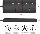 EXTRASTAR 2 Way Extension Lead 13A UK Plug 2M Power Strip Black view 2