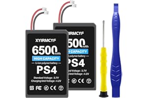 XYIRMCYF 2PCS PS4/LIP1522 Battery (2024 New Upgrade), 6500mAh New 0 Cycle High Capacity Battery for PlayStation 4 PS4 and PS4 pro Dualshock 4 CUH-ZCT1E CUH-ZCT1H CUH-ZCT1U