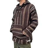 Authentic Mexican Baja Hoodie - Drug Rug Hoodie - Baja Poncho - Brown/Yellow