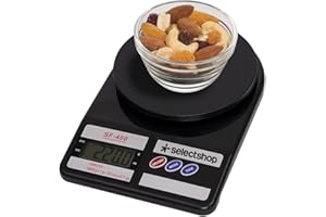 SELECTSHOP Bascula De Cocina Digital Para Alimentos Con Pantalla Lcd Precisa Pesa De Alimentos Base Plástica Portatil Bascula Gramera Digital Con Sensor Calibrador Pesa Joyas (NEGRO)