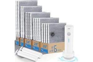 16 Pack Vacuum Seal Bags for Clothing with Electric Air Pump, Compression Space Saver, Vacuum Storage Bags for Luggage, Trave