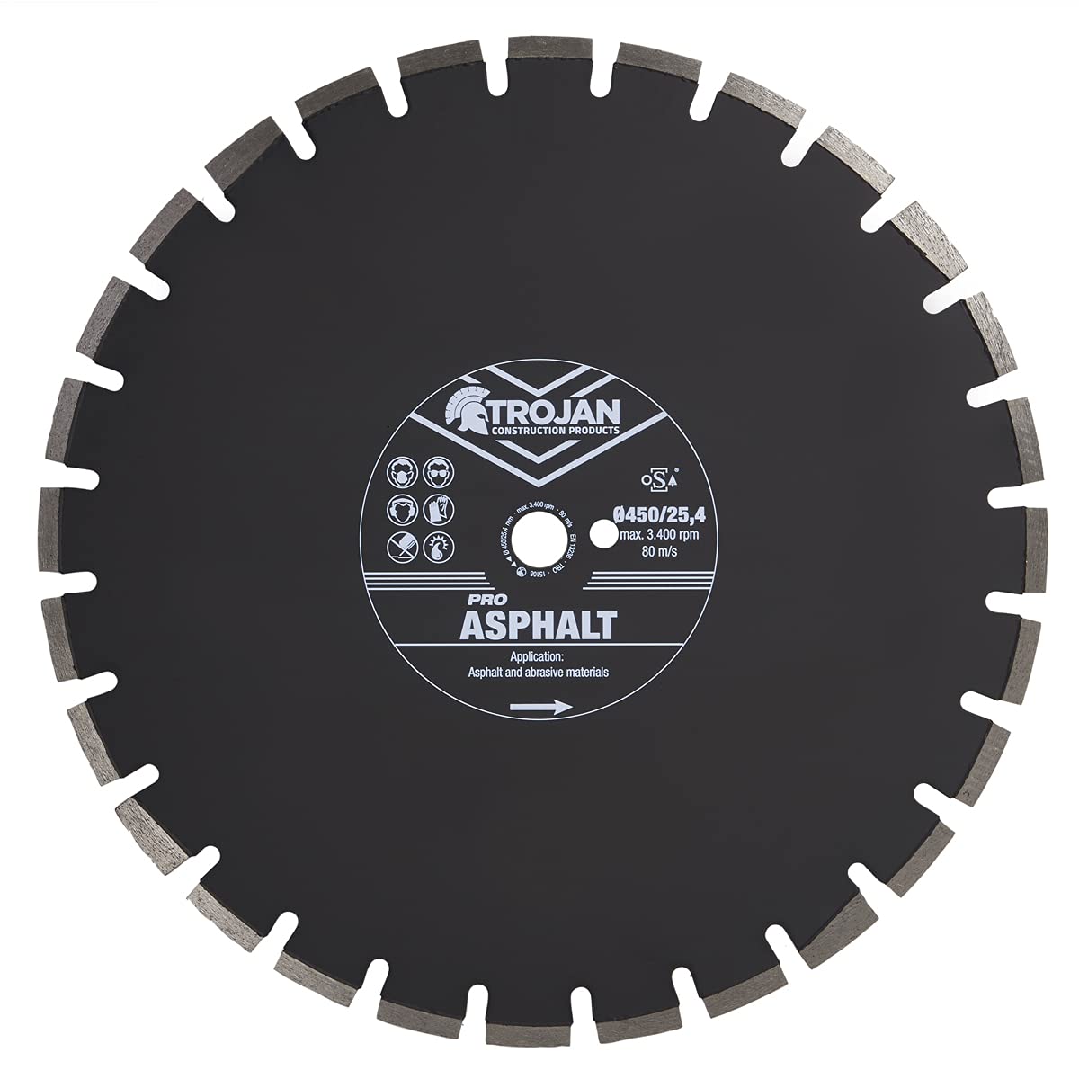 Trojan Pro Asphalt Diamond Blade - Abrasive Blade For Asphalt, Breeze Block, Green Concrete, Screed, Course Materials & More