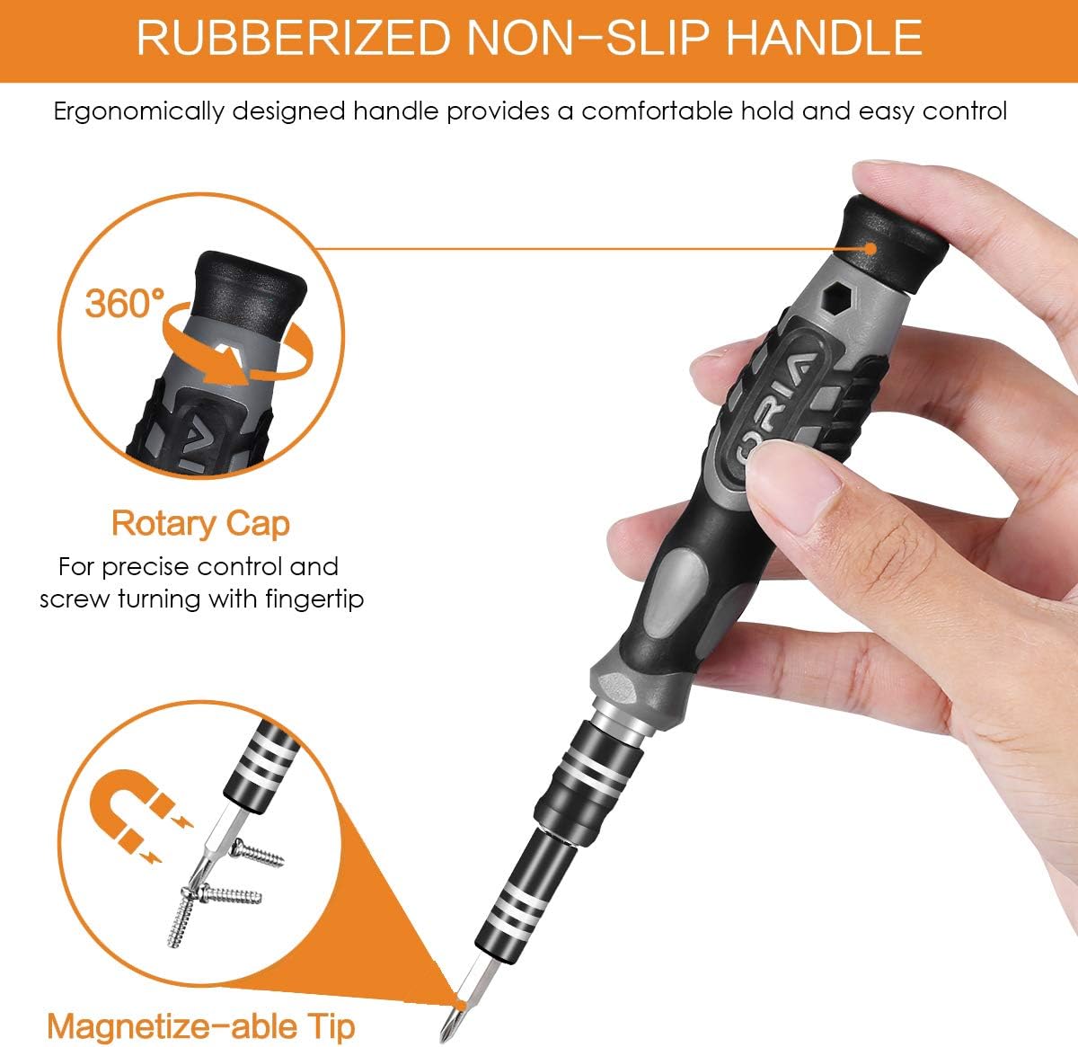ORIA 2020 Upgraded 106 PCS Precision Screwdriver kit with 102 Precision Bits, Black - - 
