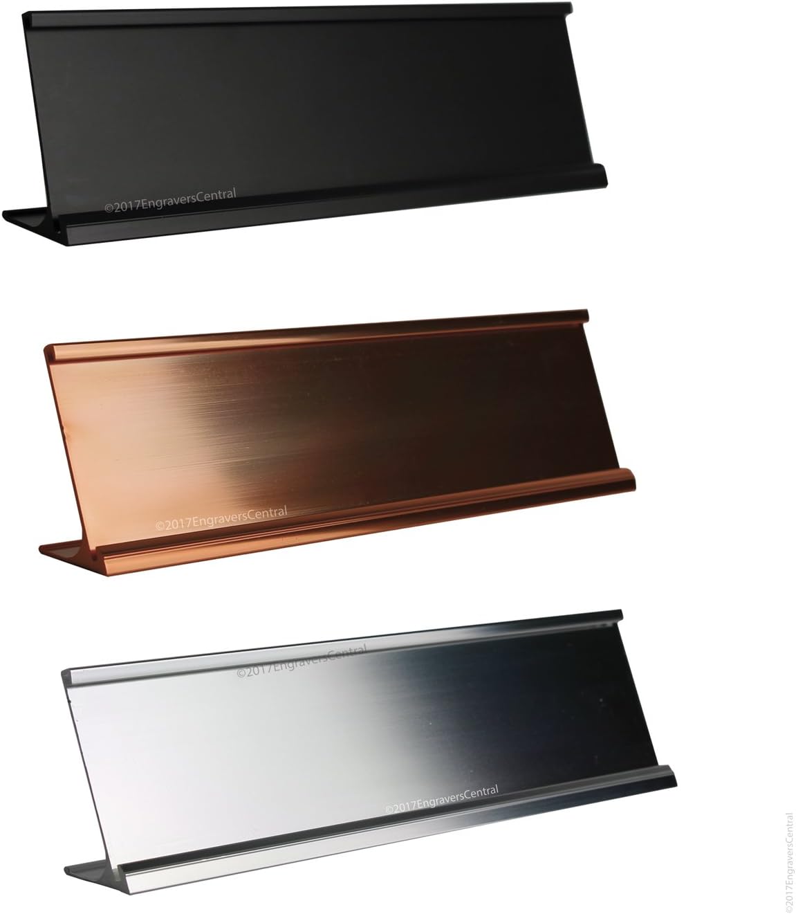 Top Selling 2x12 Office Desk or Tabletop Name Plate Holders - Fits Standard Size 2x12 NamePlates (Not Included), 3 Color Options to Choose from - Gold, Silver or Black.