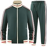 AURACIONE Men Tracksuits 2 Piece Outfits Long Sleeve Full Zip Sports Set Stand Up Collar Jackets and Pants Running Sweatsuit