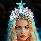 GRAEEN Light Up Mermaid Crown Starfish Tiara LED Hair Accessories for Women