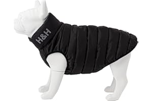 HUGO & HUDSON Reversible Dog Coat Puffer Jacket Warm Winter Padded Dog Vest, Black & Gray, S30